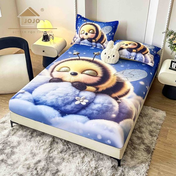 Husă de pat 3 piese 5D cu elastic 160×200+25 cm