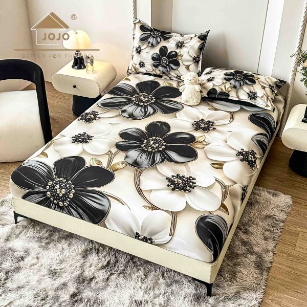 Husă de Pat 3 Piese cu Elastic, 5D