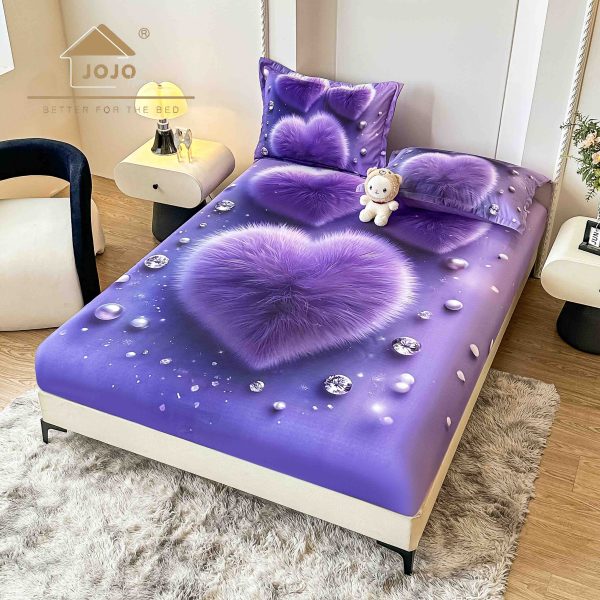 Husă de Pat 3 Piese cu Elastic, 5D