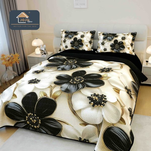 Set Cuvertură de Pat 5D + 2 Fețe de Pernă – 220×240cm-Flori 2