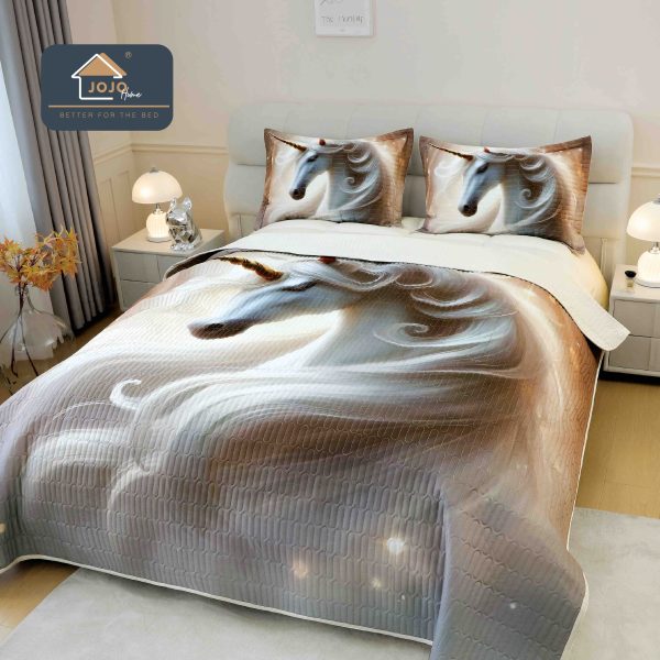 Set Cuvertură de Pat 5D + 2 Fețe de Pernă – 220×240cm-Unicorn
