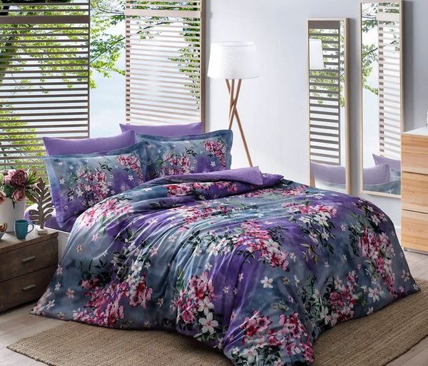 Lenjerie TAC King size 6 piese bumbac dublu satinat Digital Daphne