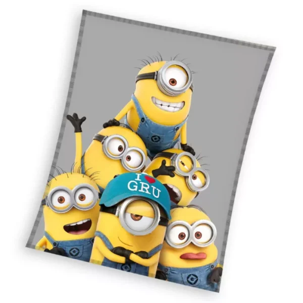 Patura pentru copii Minionii Pyramid 150×200 cm – patura fleece moale