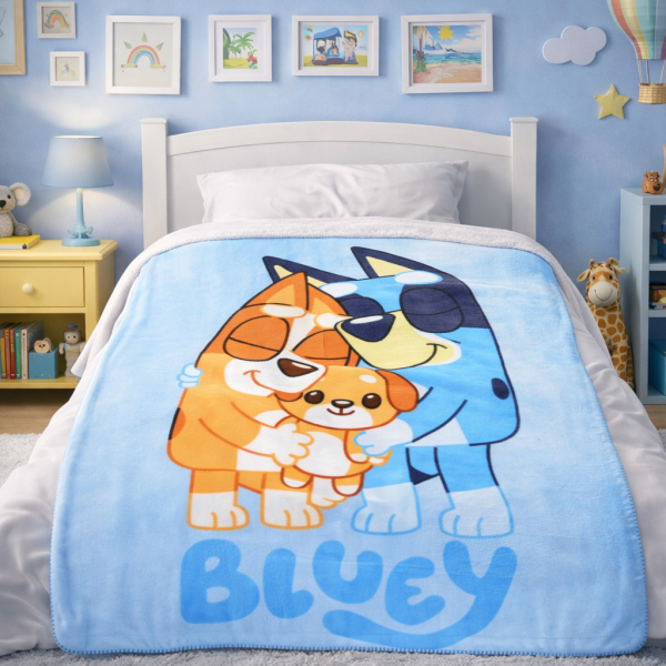 Reduceri de Primavara 2025 Patura pentru copii Bluey Snuggle Time 100×150 cm – patura fleece moale