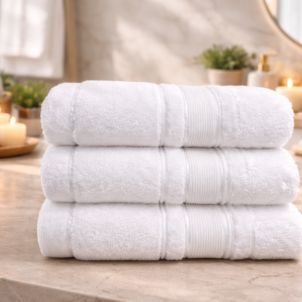 Prosop Pufos de Lux 50×90cm, 100% Bumbac Pieptanat, Zero Twist, 650g/mp-White