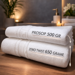 Set 2 Prosoape Pufoase de Lux 70×130cm, 100% Bumbac Pieptanat, Zero Twist, 650 g/mp PRPL6512-White