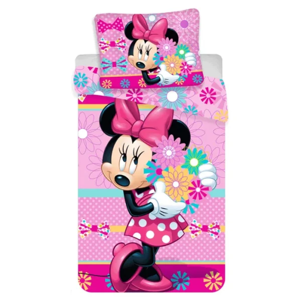 Lenjerie de pat Disney Minnie Bouquet 140×200 cm + fata perna 70x90cm