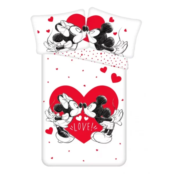 Lenjerie de pat Disney Minnie Love 140×200 cm + fata perna 70x90cm 100% Bumbac