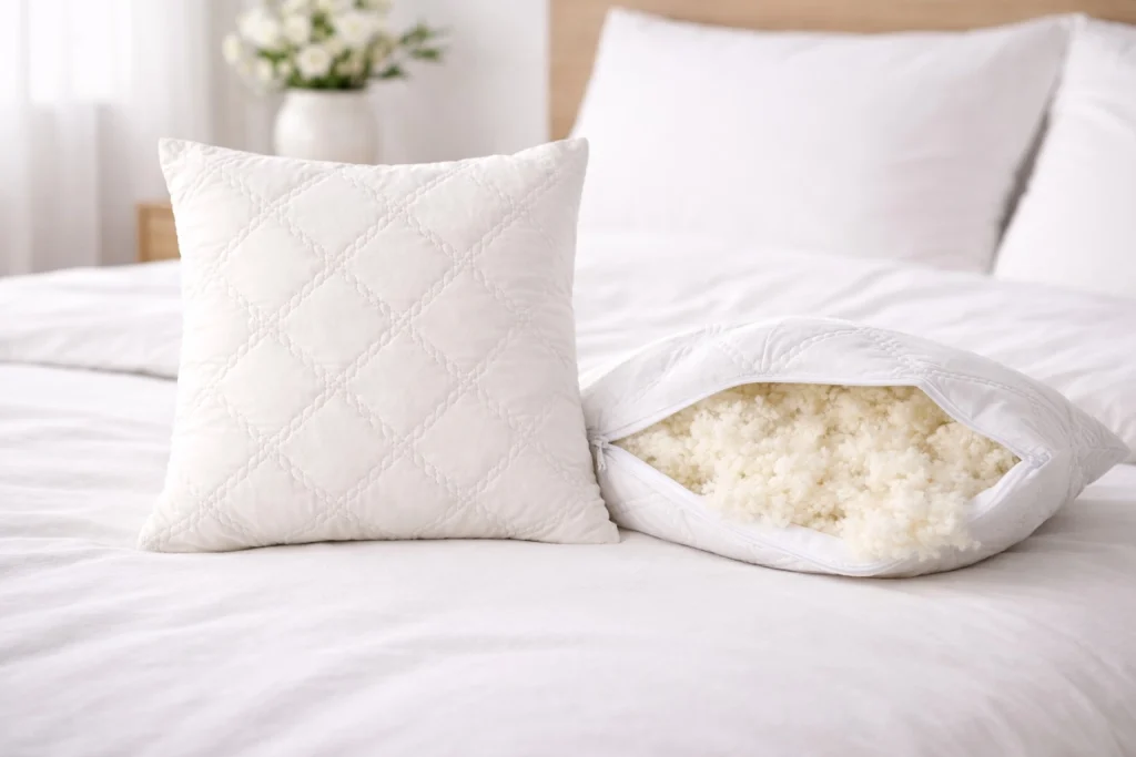Perna din lână merino versus perna din puf de gâscă: care oferă un somn mai bun? Set 2× Perna Lana Merino Matlasata 40×40 cm