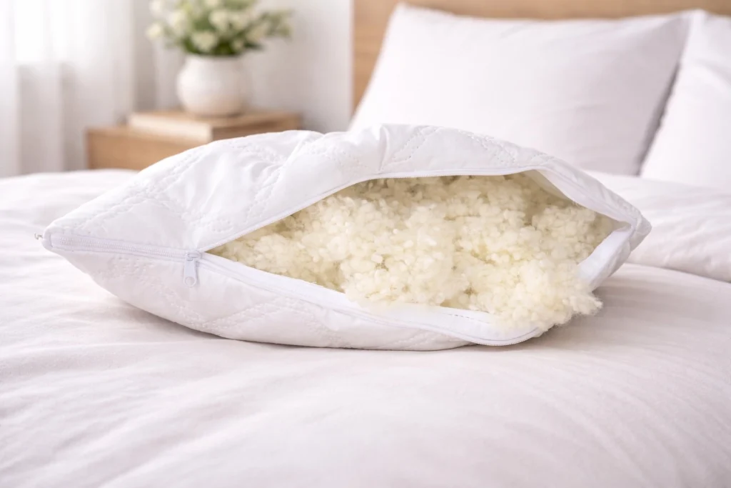 Perna din lână merino versus perna din puf de gâscă: care oferă un somn mai bun? Set 2× Perna Lana Merino Matlasata 40×40 cm