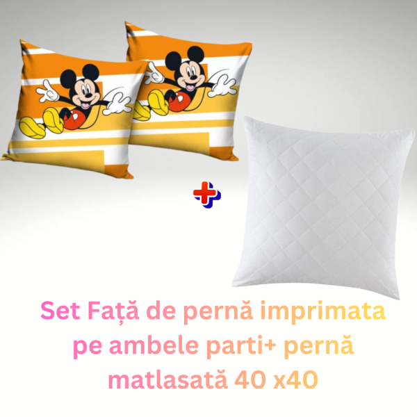 Set fata de perna Disney Mickey 40x40 cm Catifea + perna matlasata 40x40 cm