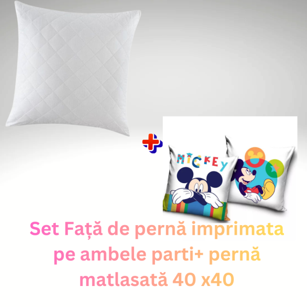 Set fata de perna Disney Mickey 2 40x40 cm Catifea + perna matlasata 40x40 cm