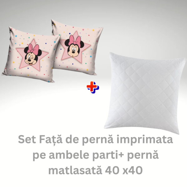 Set fata de perna Disney Minnie Star 40x40 cm Catifea + perna matlasata 40x40 cm