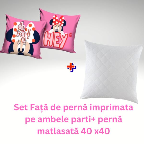 Set fata de perna Disney Minnie Hey 40x40 cm Catifea + perna matlasata 40x40 cm