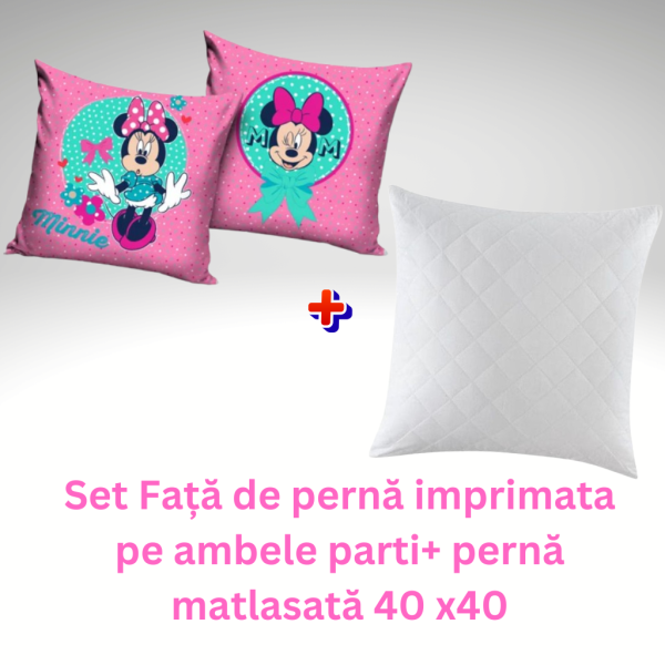Set fata de perna Minnie Mom 40x40 cm Catifea + perna matlasata 40x40 cm