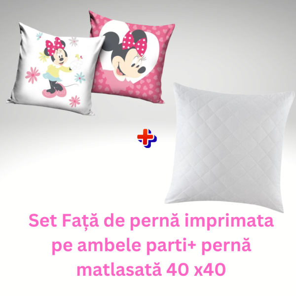 Set fata de perna Disney Minnie2 40x40 cm Catifea + perna matlasata 40x40 cm