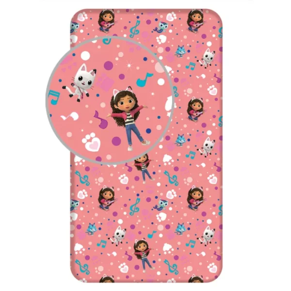 Reduceri de Primavara 2025 Cearceaf cu elastic Gabby's Dollhouse Music 90x200 cm Bumbac