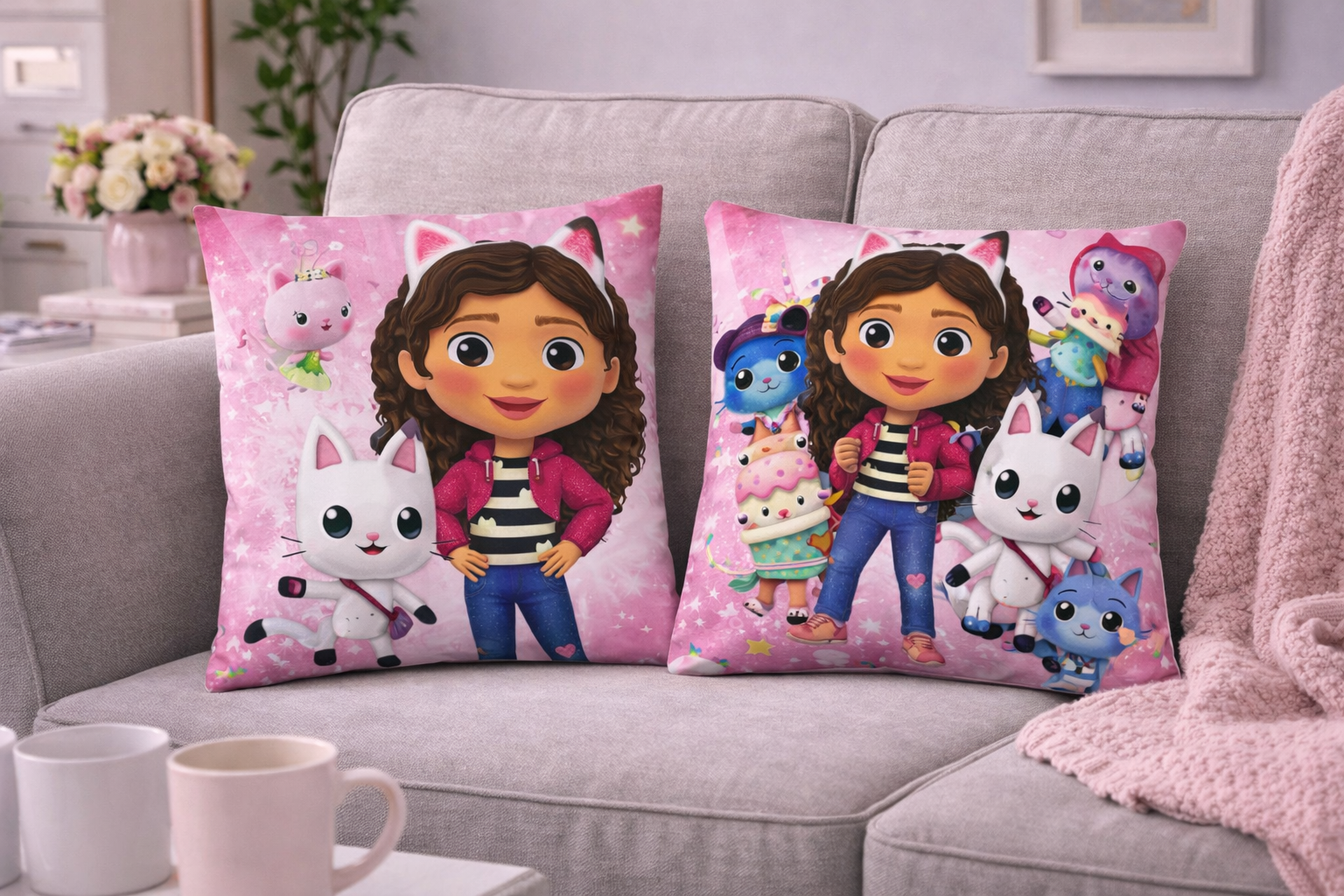Gabby's Dollhouse Happiness perna decorativa 38x38 cm Catifea Gabby's Dollhouse Happiness perna decorativa 38x38 cm Catifea