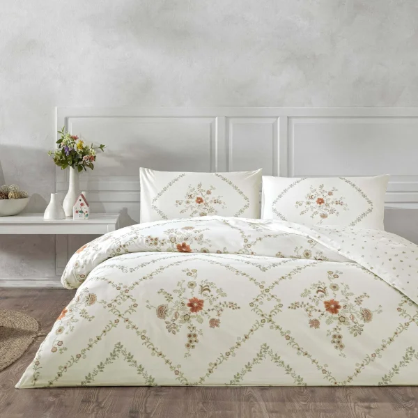 Lenjerie de Pat Elira alb – Bumbac 100% Ranforce Premium, Design Modern și Confort Absolut
