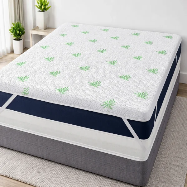Topper Impermeabil Aloe Vera Fresh Waterproof | 3.5 cm | Husa Detasabila si Lavabila