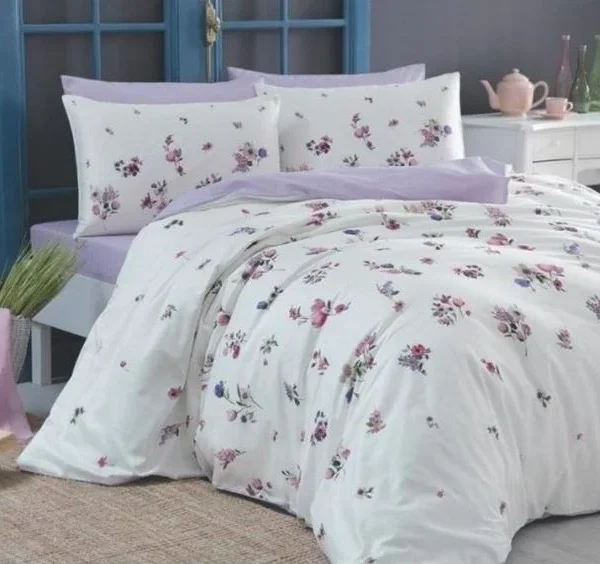 Lenjerie Claude lila TAC King Size 4 piese bumbac dublu satinat Elegance Premium