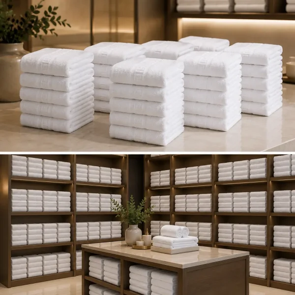Set 10 Prosoape de Lux 30x50cm 100% Bumbac Pieptanat 650 g/mp-Alb