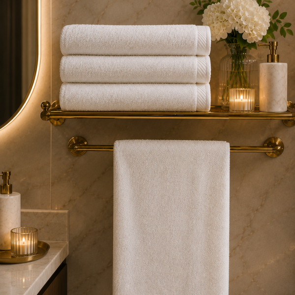 Set 4 Prosoape Hoteliere de Lux 50x90 cm 100% Bumbac Pieptanat 600 g/mp Alb optic
