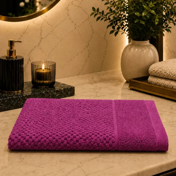 Prosop de Lux Waffle Zero Twist 50x90 cm 100% Bumbac Pieptanat Fuchsia