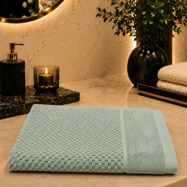 Prosop de Lux Waffle Zero Twist 50x90 cm 100% Bumbac Pieptanat Olive