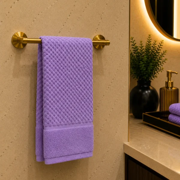 Prosop de Lux Waffle Zero Twist 50x90 cm 100% Bumbac Pieptanat Mov