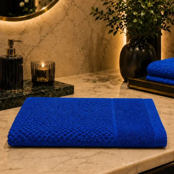 Prosop de Lux Waffle Zero Twist 50x90 cm 100% Bumbac Pieptanat Royal Blue