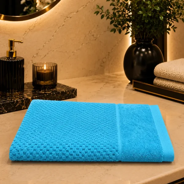 Prosop de Lux Waffle Zero Twist 50x90 cm 100% Bumbac Pieptanat Turcoaz