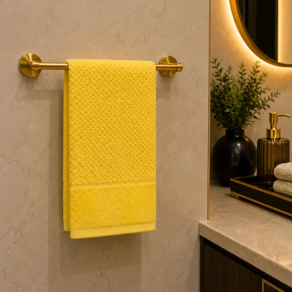Prosop de Lux Waffle Zero Twist 50x90 cm 100% Bumbac Pieptanat Galben
