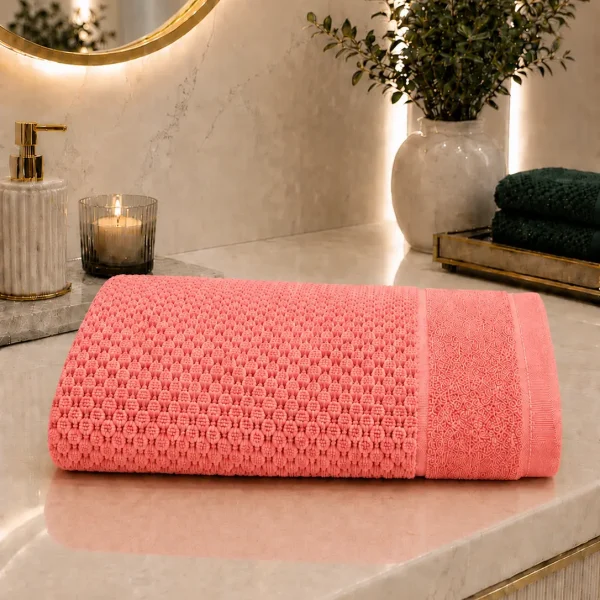 Prosop de Lux Waffle Zero Twist 70x130 cm 100% Bumbac Pieptanat Coral