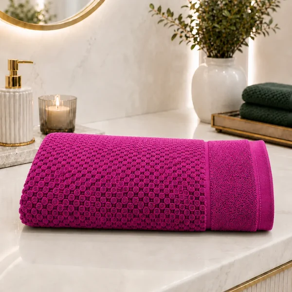 Prosop de Lux Waffle Zero Twist 70x130 cm 100% Bumbac Pieptanat Fuchsia