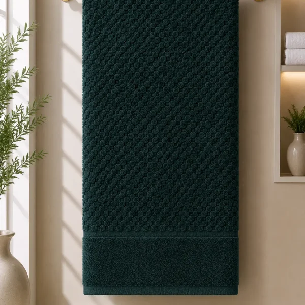 Prosop de Lux Waffle Zero Twist 70x130 cm 100% Bumbac Pieptanat Green Petrol