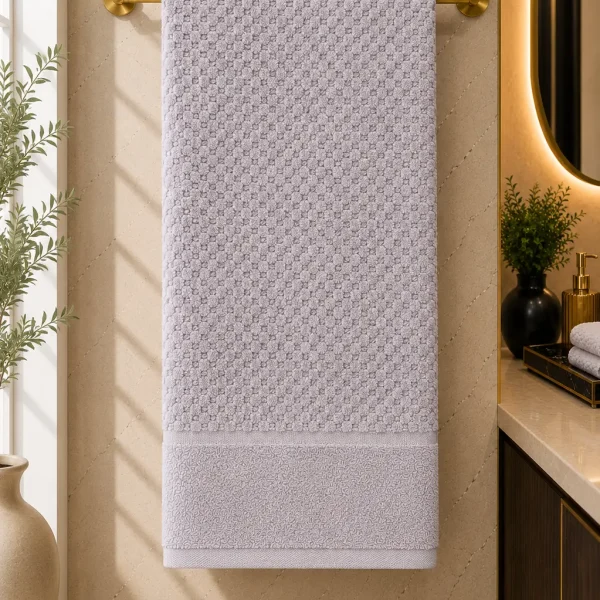 Arta Somnului Prosop de Lux Waffle Zero Twist 70x130 cm 100% Bumbac Pieptanat Gri