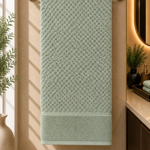 Prosop de Lux Waffle Zero Twist 70x130 cm 100% Bumbac Pieptanat Olive