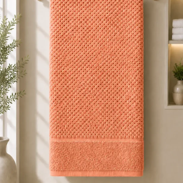Prosop de Lux Waffle Zero Twist 70x130 cm 100% Bumbac Pieptanat Peach