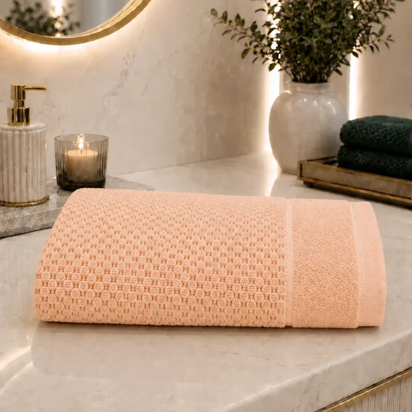 Prosop de Lux Waffle Zero Twist 70x130 cm 100% Bumbac Pieptanat Peach