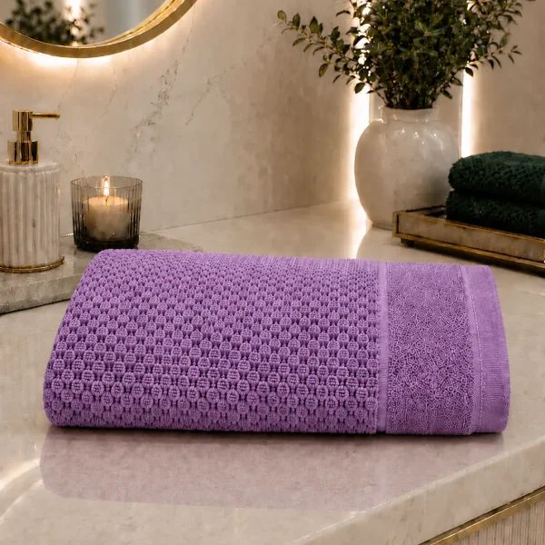 Prosop de Lux Waffle Zero Twist 70x130 cm 100% Bumbac Pieptanat Mov