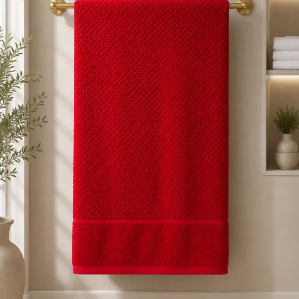 Arta Somnului Prosop de Lux Waffle Zero Twist 70x130 cm 100% Bumbac Pieptanat Rosu