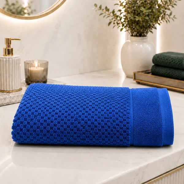 Prosop de Lux Waffle Zero Twist 70x130 cm 100% Bumbac Pieptanat Royal Blue