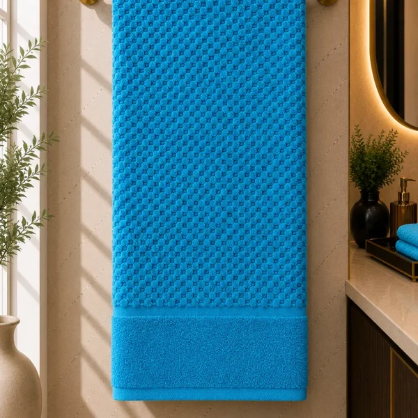 Prosop de Lux Waffle Zero Twist 70x130 cm 100% Bumbac Pieptanat Turcoaz