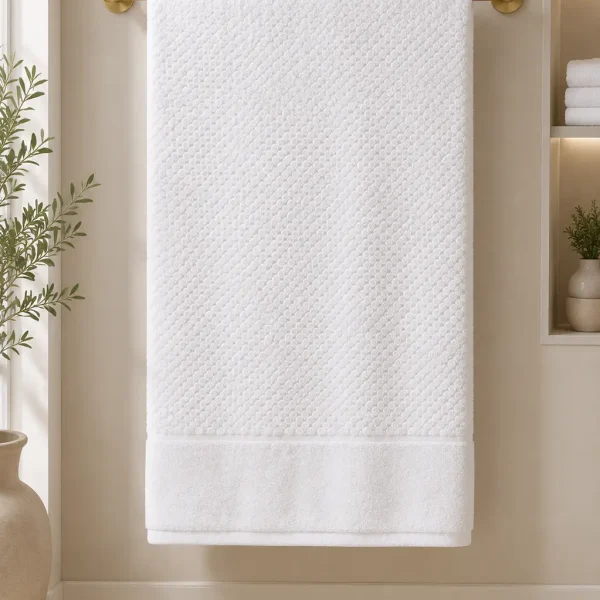 Prosop de Lux Waffle Zero Twist 70x130 cm 100% Bumbac Pieptanat Alb optic