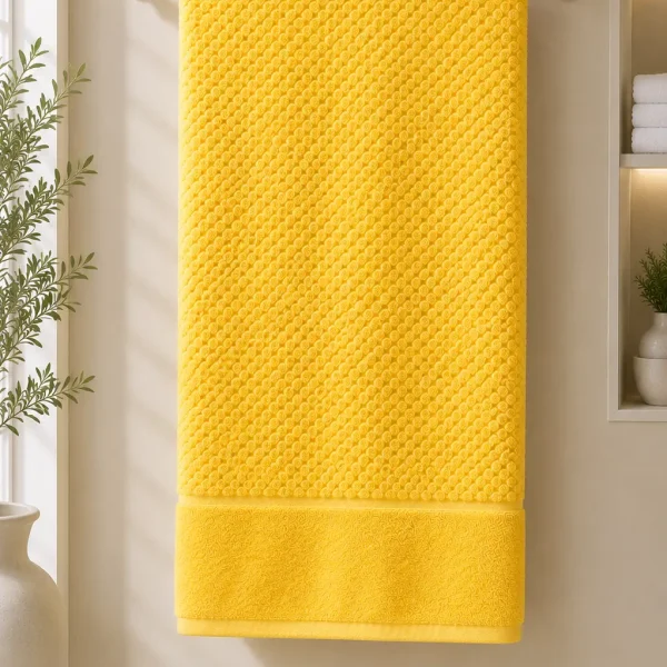 Prosop de Lux Waffle Zero Twist 70x130 cm 100% Bumbac Pieptanat Galben