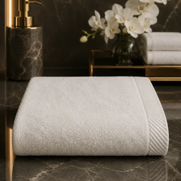Prosop Hotelier de Lux 50x90 cm 100% Bumbac Pieptanat 600 g/mp Alb optic