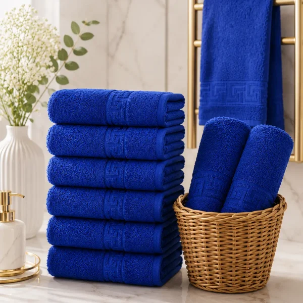 Set 10 Prosoape de Lux 30x50cm 100% Bumbac Pieptanat 650 g/mp-Royal Blue